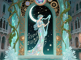 月光女神在機械神殿彈奏水晶豎琴