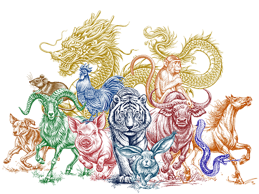 【十二生肖】-手绘插画