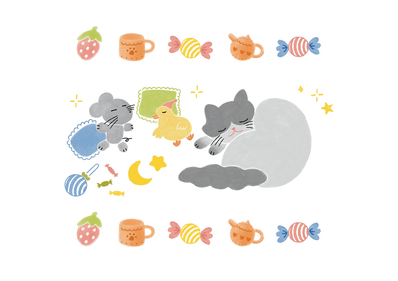 可爱插画｜猫猫的一天（图ZMzkwNzUxNzk2） - 概念设定 - 站酷设计师哦椰子原创素材 - 站酷ZCOOL