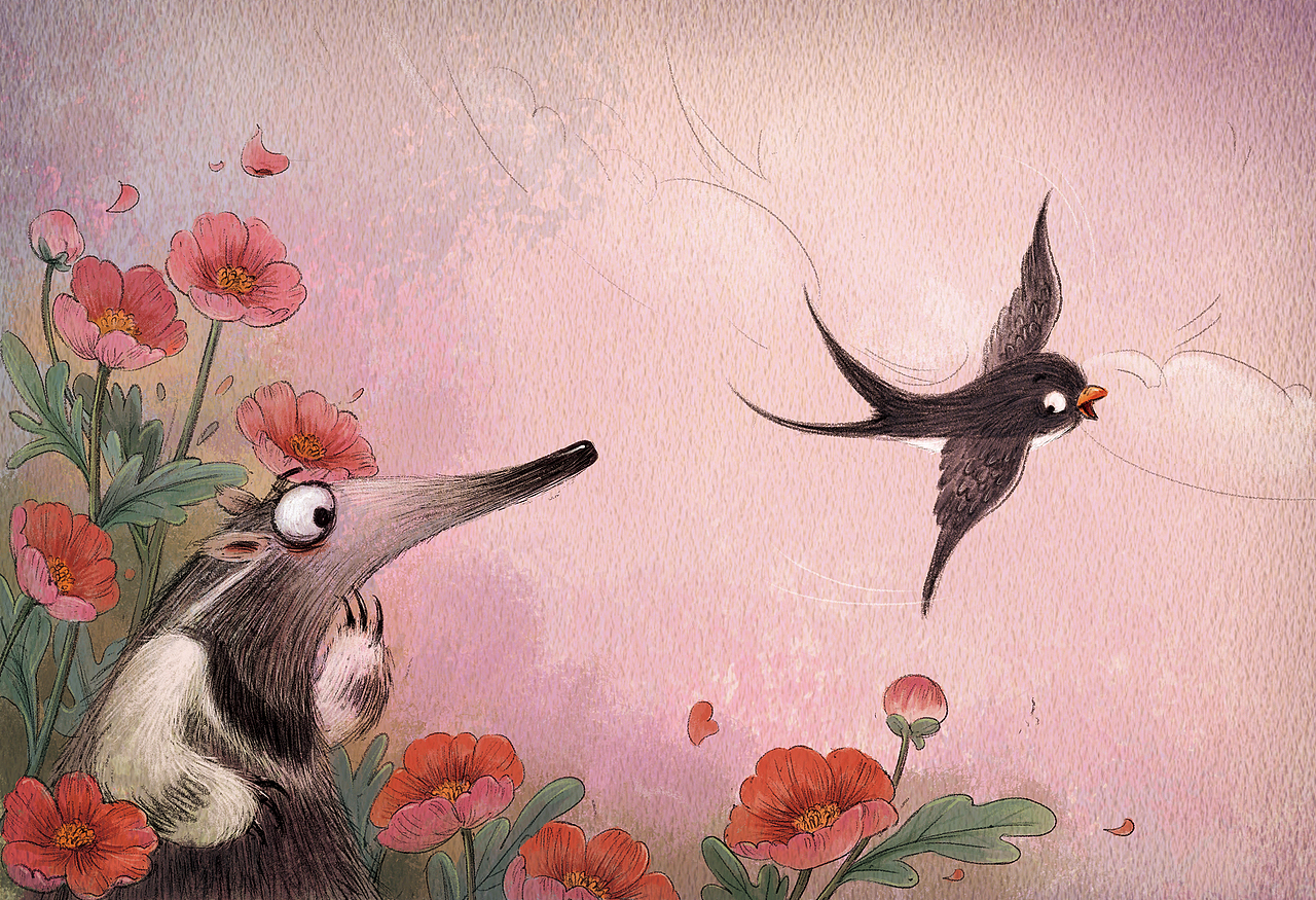 当食蚁兽去找食铁兽》名家绘本（图ZMzkwNzUyNjc2） - 绘本 - 站酷设计师吕秋梅儿童插画原创素材 - 站酷ZCOOL