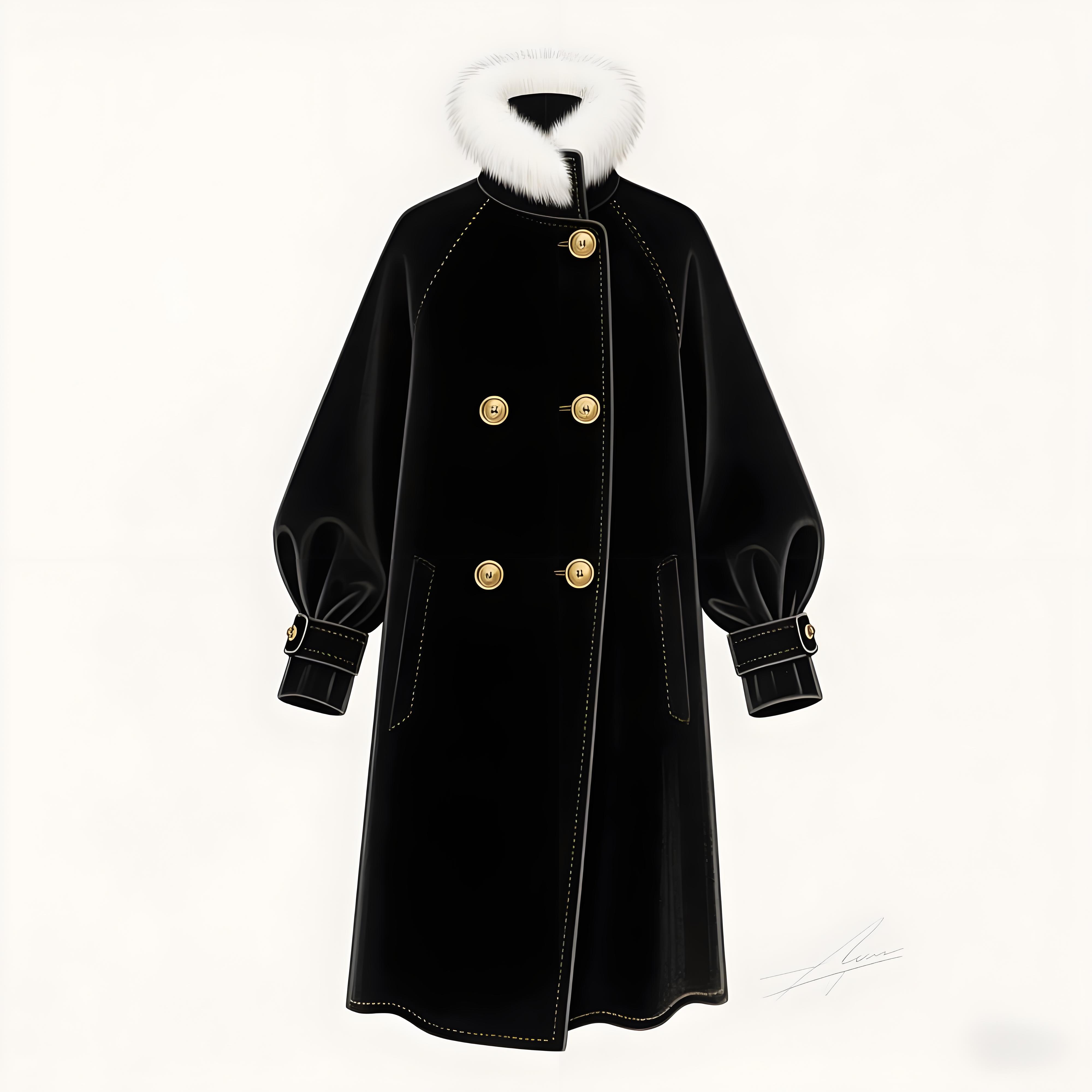 【解构东方美学的现代衣装叙事——高定大衣设计手稿的哲学隐喻】