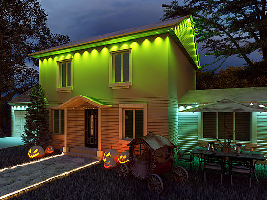 场景灯光渲染屋檐灯