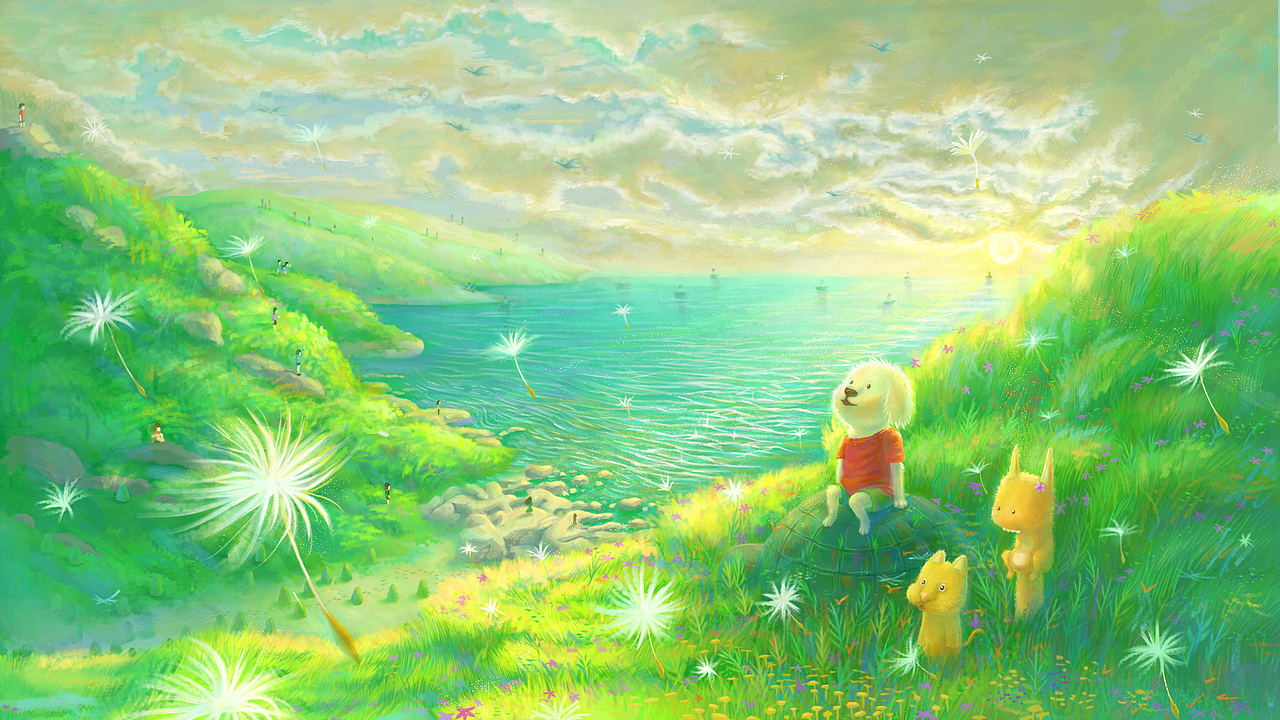 白色卷毛大耳狗