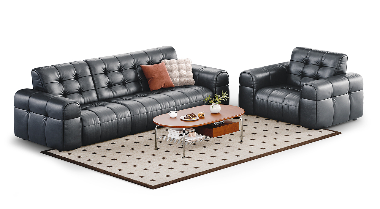 新的一组中古风格沙发场景