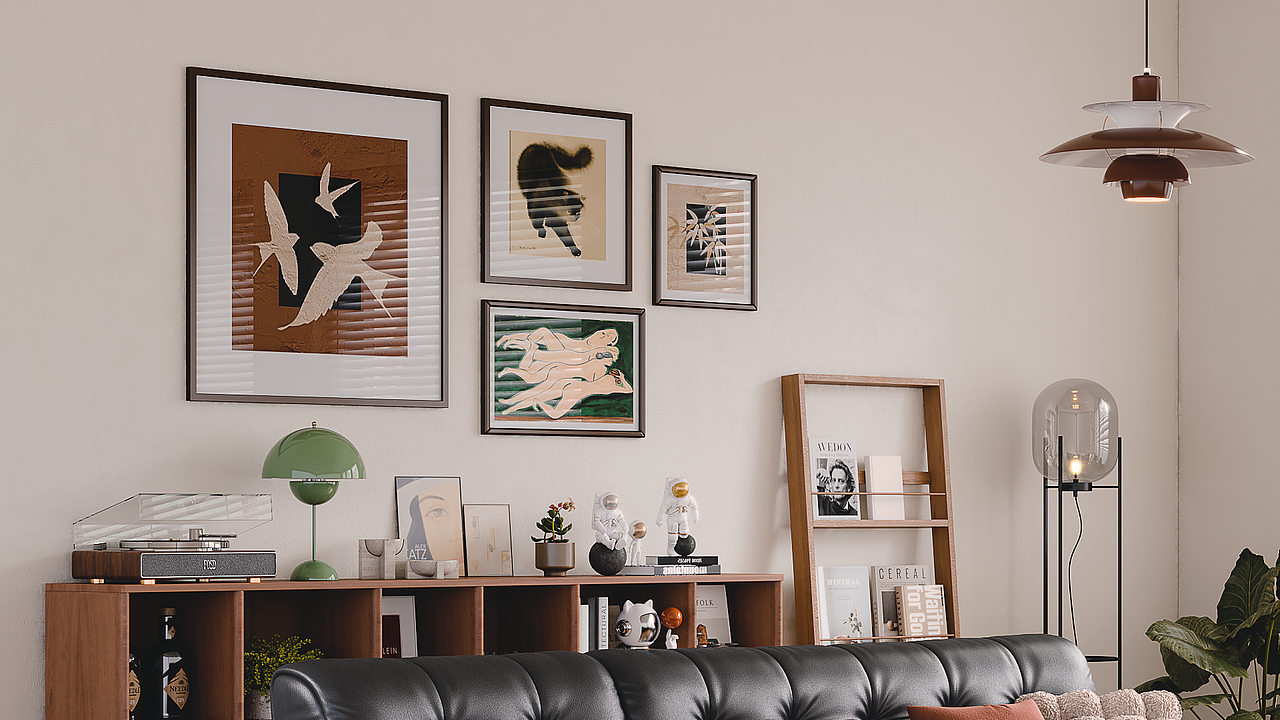 新的一组中古风格沙发场景