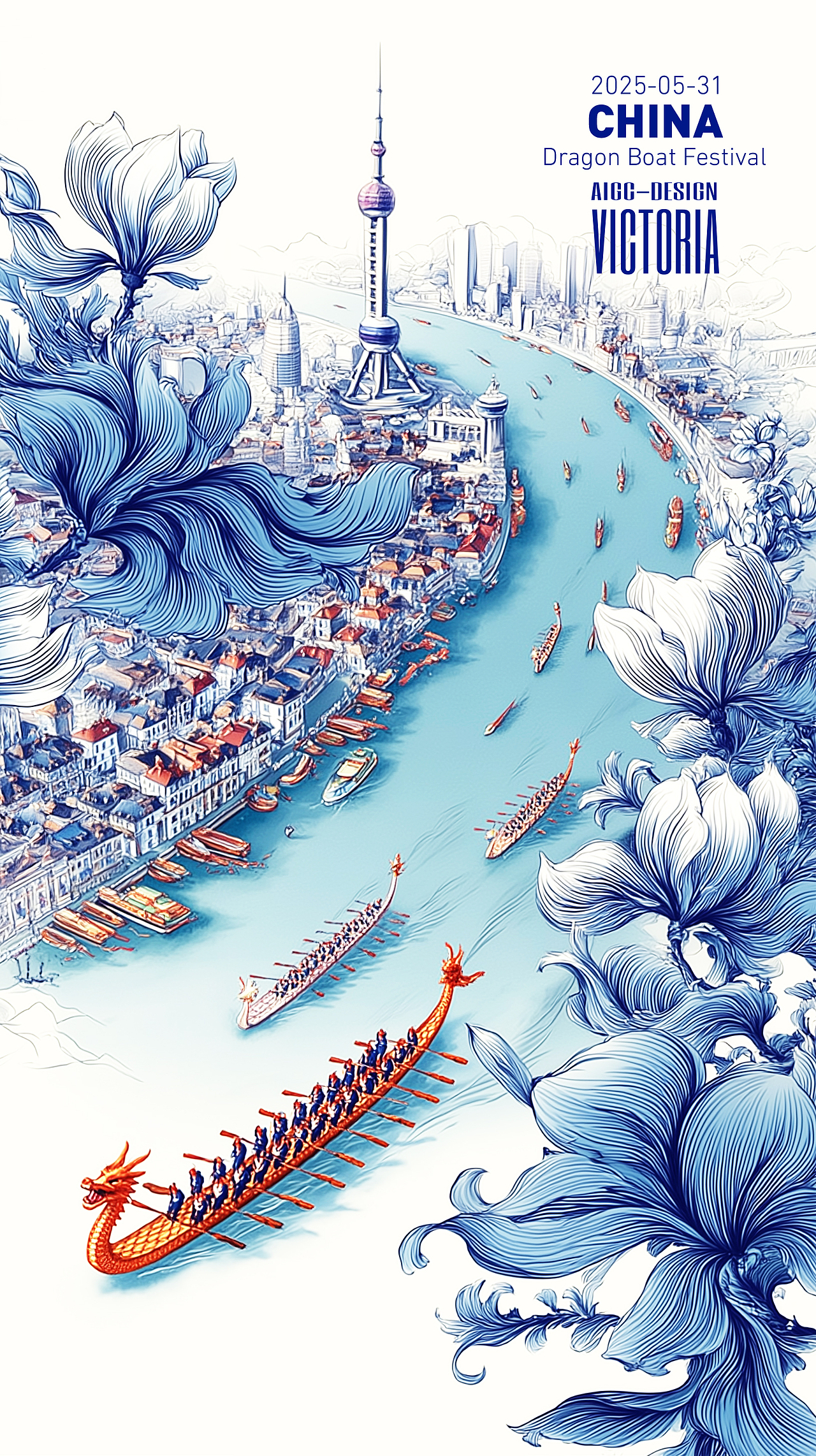 AIGC-《沪上龙舟-端午安康》（图ZMzkwNzc1MDA4） - AI作品 - 站酷设计师AIGCVictoria原创素材 - 站酷ZCOOL