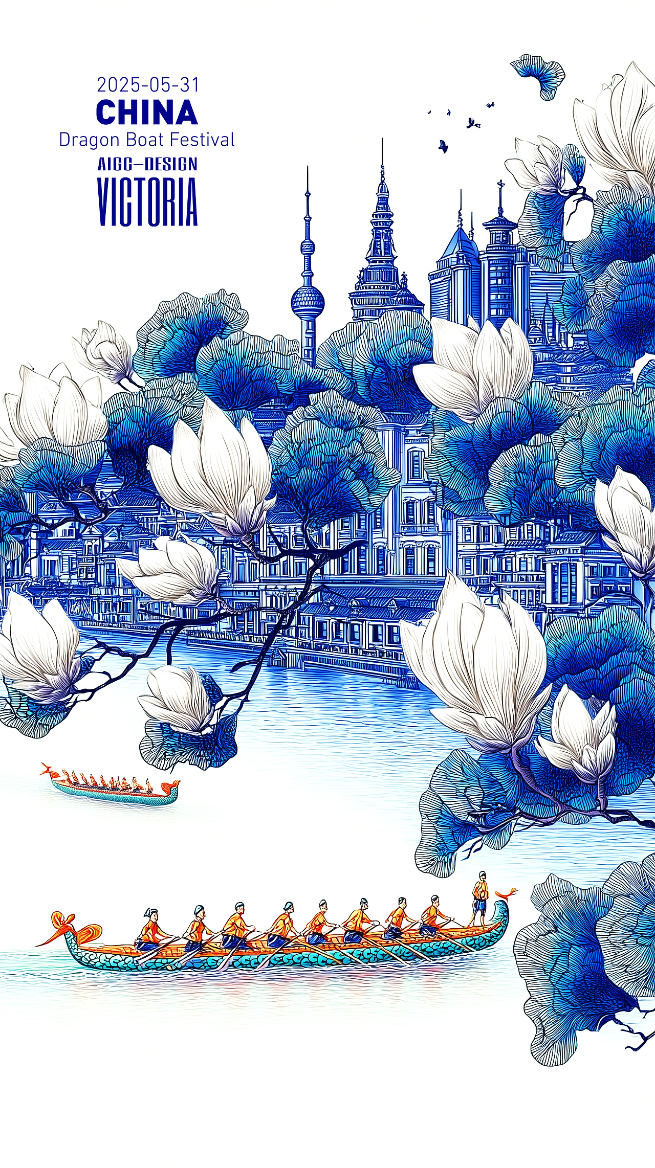 AIGC-《沪上龙舟-端午安康》（图ZMzkwNzc1MDUy） - AI作品 - 站酷设计师AIGCVictoria原创素材 - 站酷ZCOOL