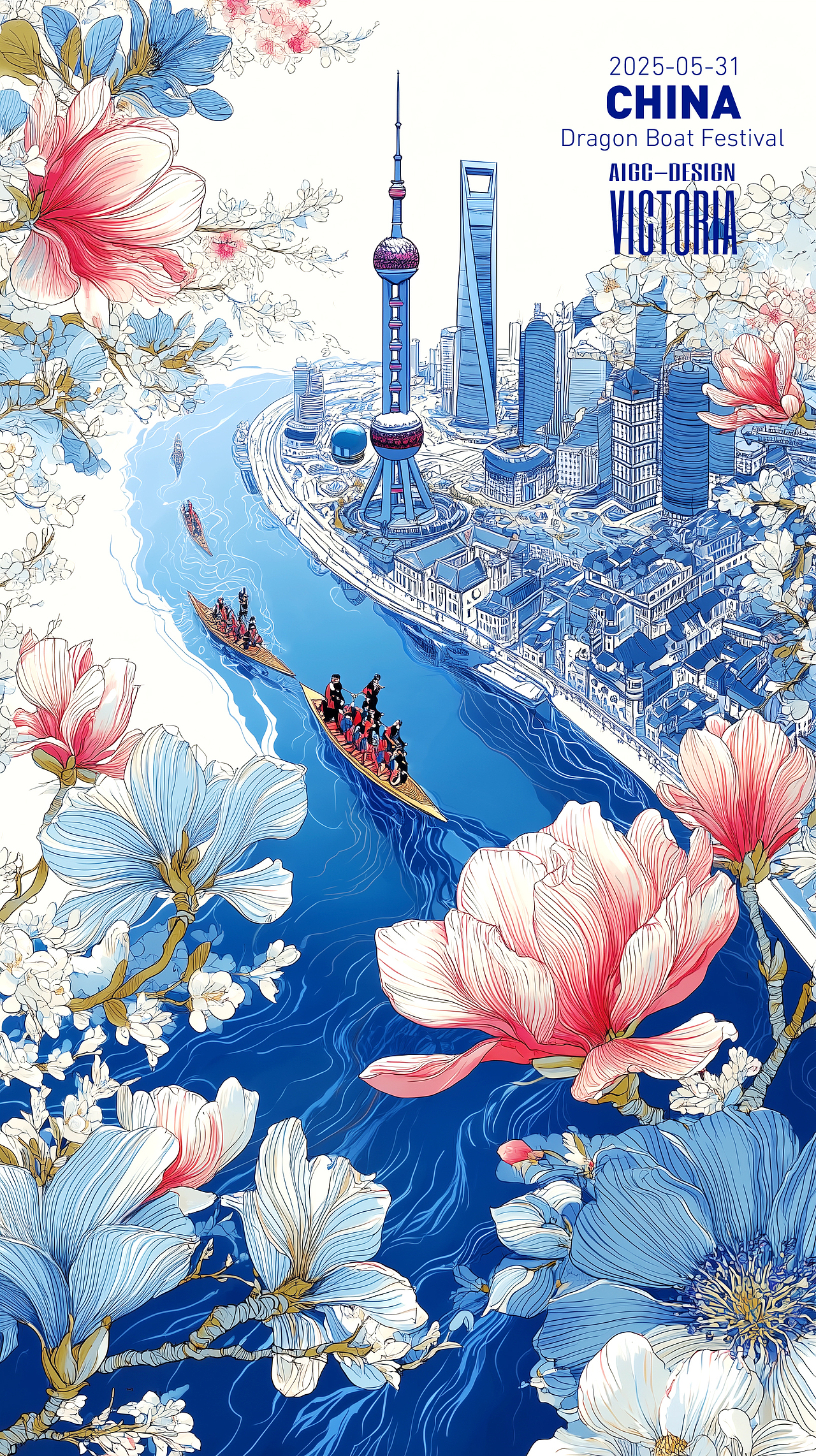 AIGC-《沪上龙舟-端午安康》（图ZMzkwNzc1MTI0） - AI作品 - 站酷设计师AIGCVictoria原创素材 - 站酷ZCOOL