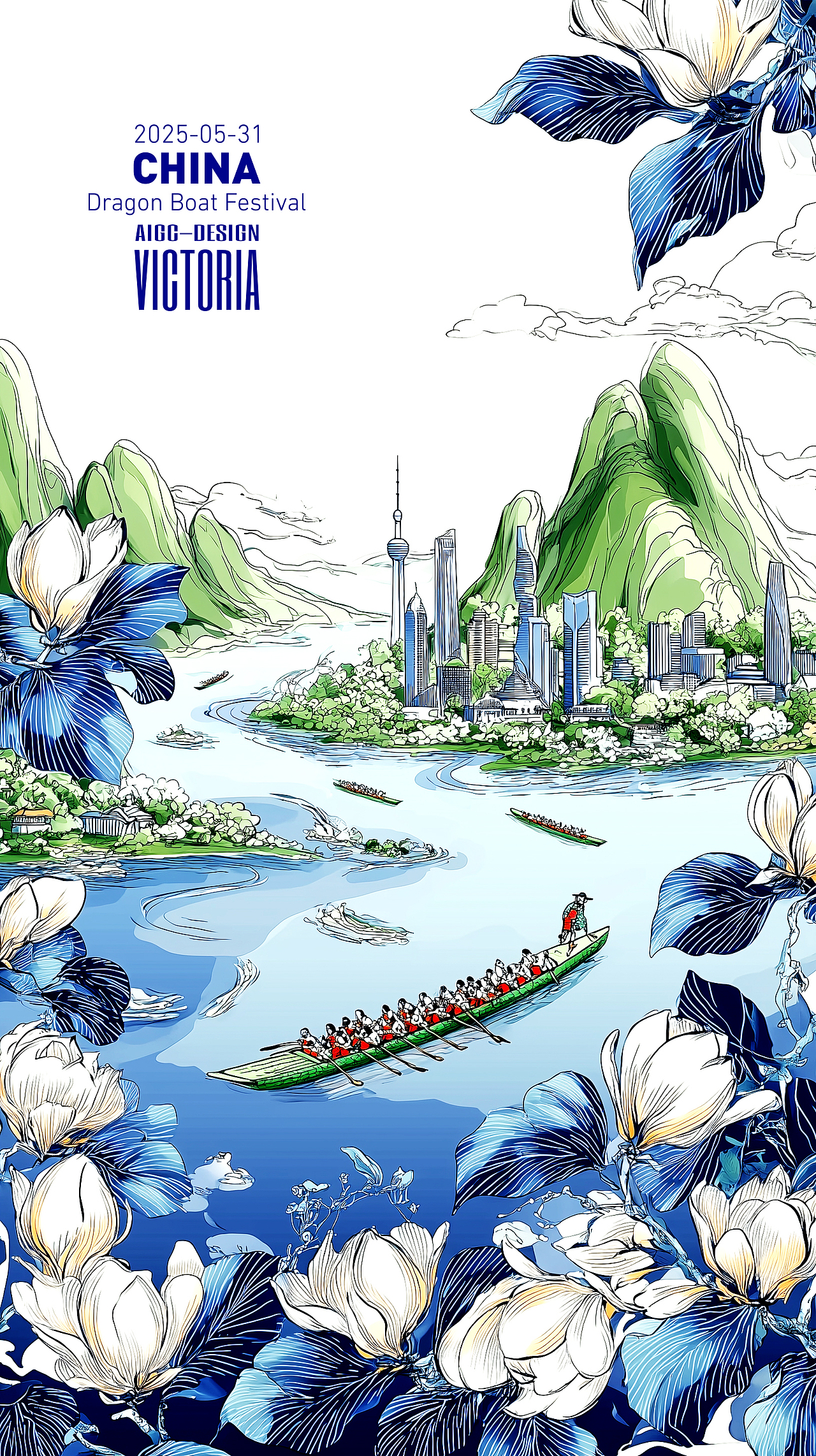 AIGC-《沪上龙舟-端午安康》（图ZMzkwNzc1MDQ4） - AI作品 - 站酷设计师AIGCVictoria原创素材 - 站酷ZCOOL