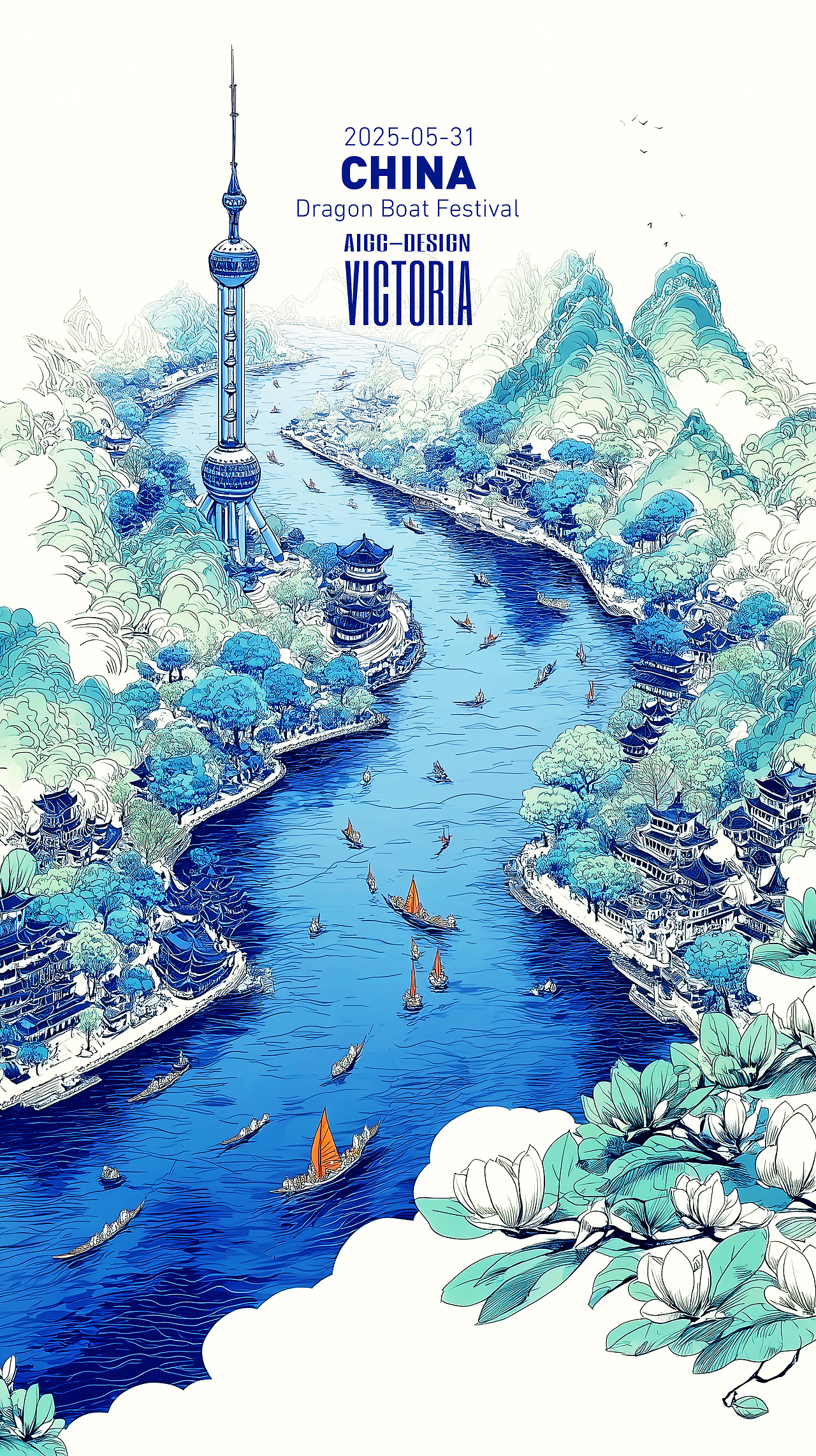 AIGC-《沪上龙舟-端午安康》（图ZMzkwNzc1MTI4） - AI作品 - 站酷设计师AIGCVictoria原创素材 - 站酷ZCOOL