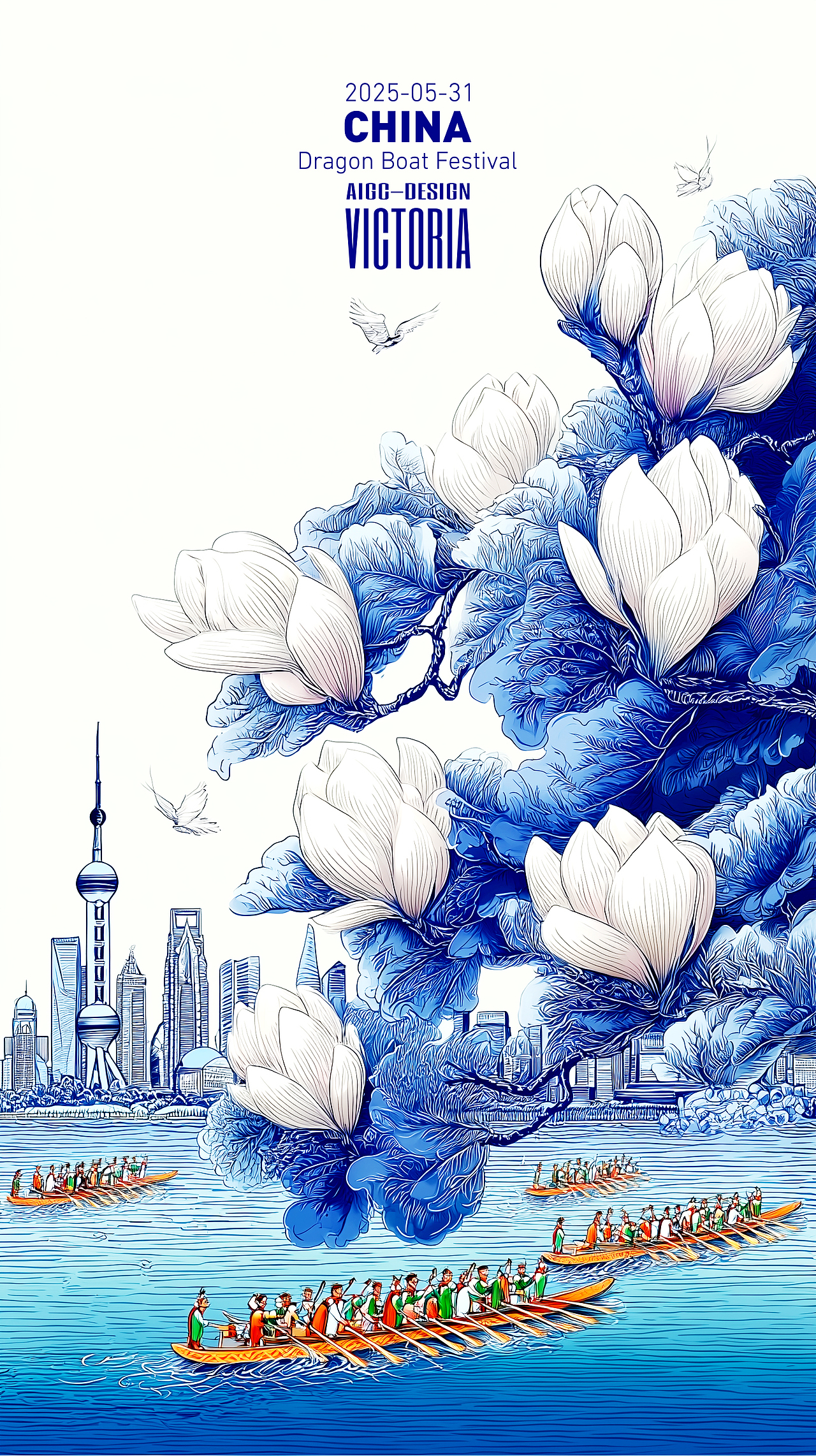 AIGC-《沪上龙舟-端午安康》（图ZMzkwNzc1MjEy） - AI作品 - 站酷设计师AIGCVictoria原创素材 - 站酷ZCOOL