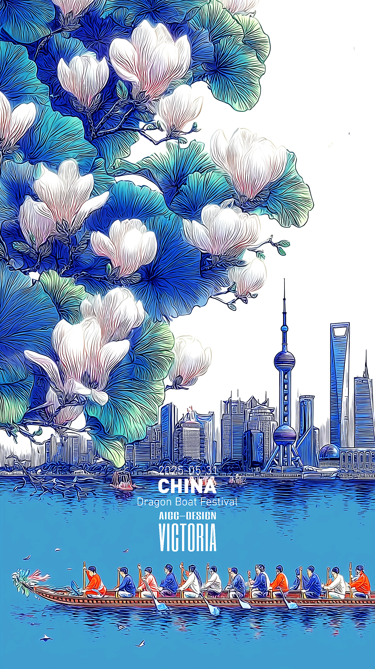 AIGC-《沪上龙舟-端午安康》（图ZMzkwNzc1MjI0） - AI作品 - 站酷设计师AIGCVictoria原创素材 - 站酷ZCOOL