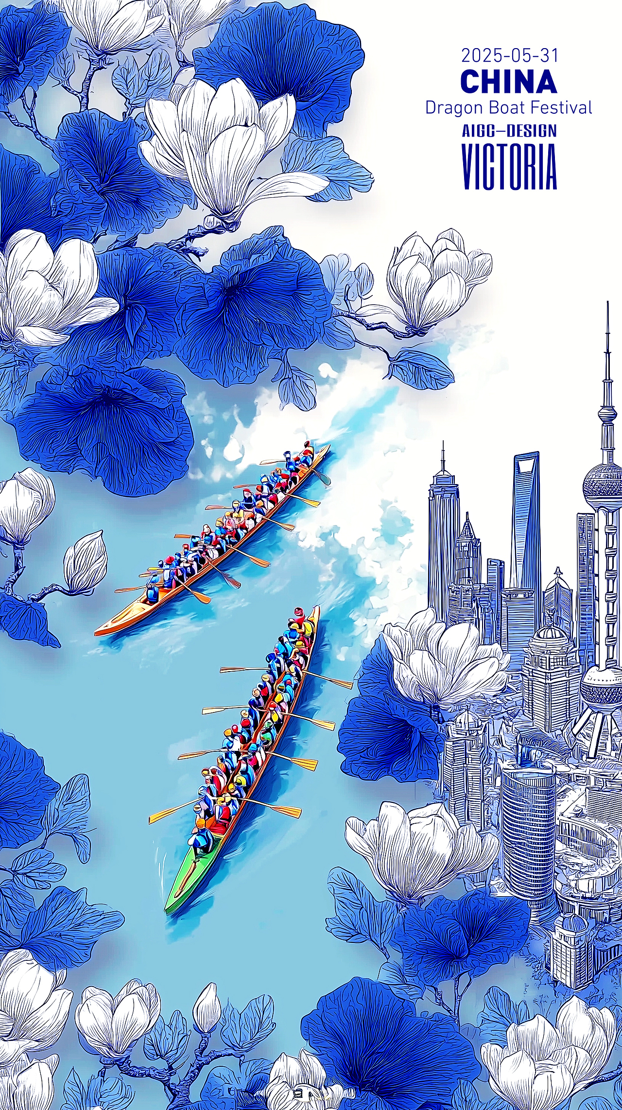 AIGC-《沪上龙舟-端午安康》（图ZMzkwNzc1MjMy） - AI作品 - 站酷设计师AIGCVictoria原创素材 - 站酷ZCOOL