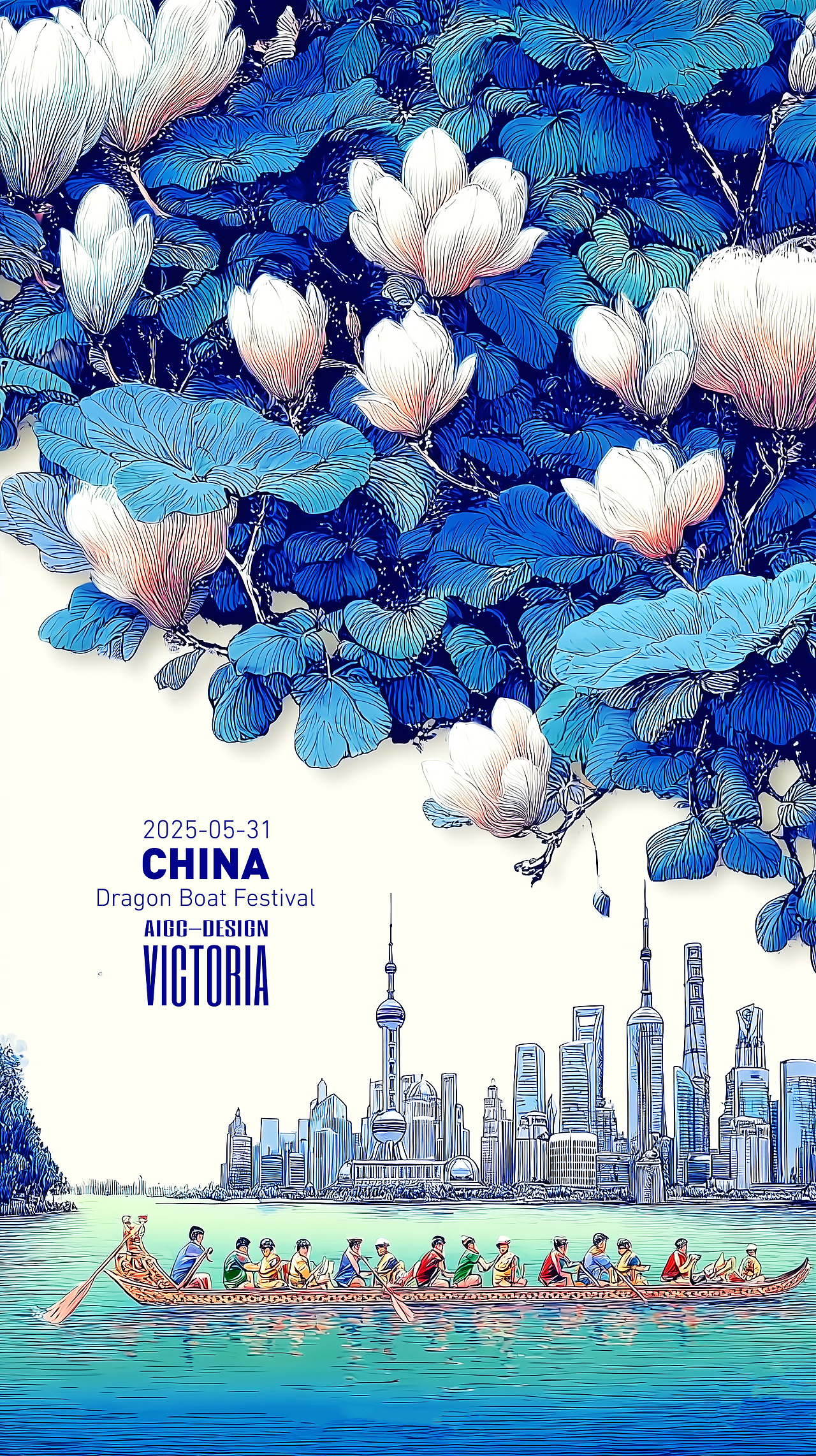AIGC-《沪上龙舟-端午安康》（图ZMzkwNzc1MjA4） - AI作品 - 站酷设计师AIGCVictoria原创素材 - 站酷ZCOOL