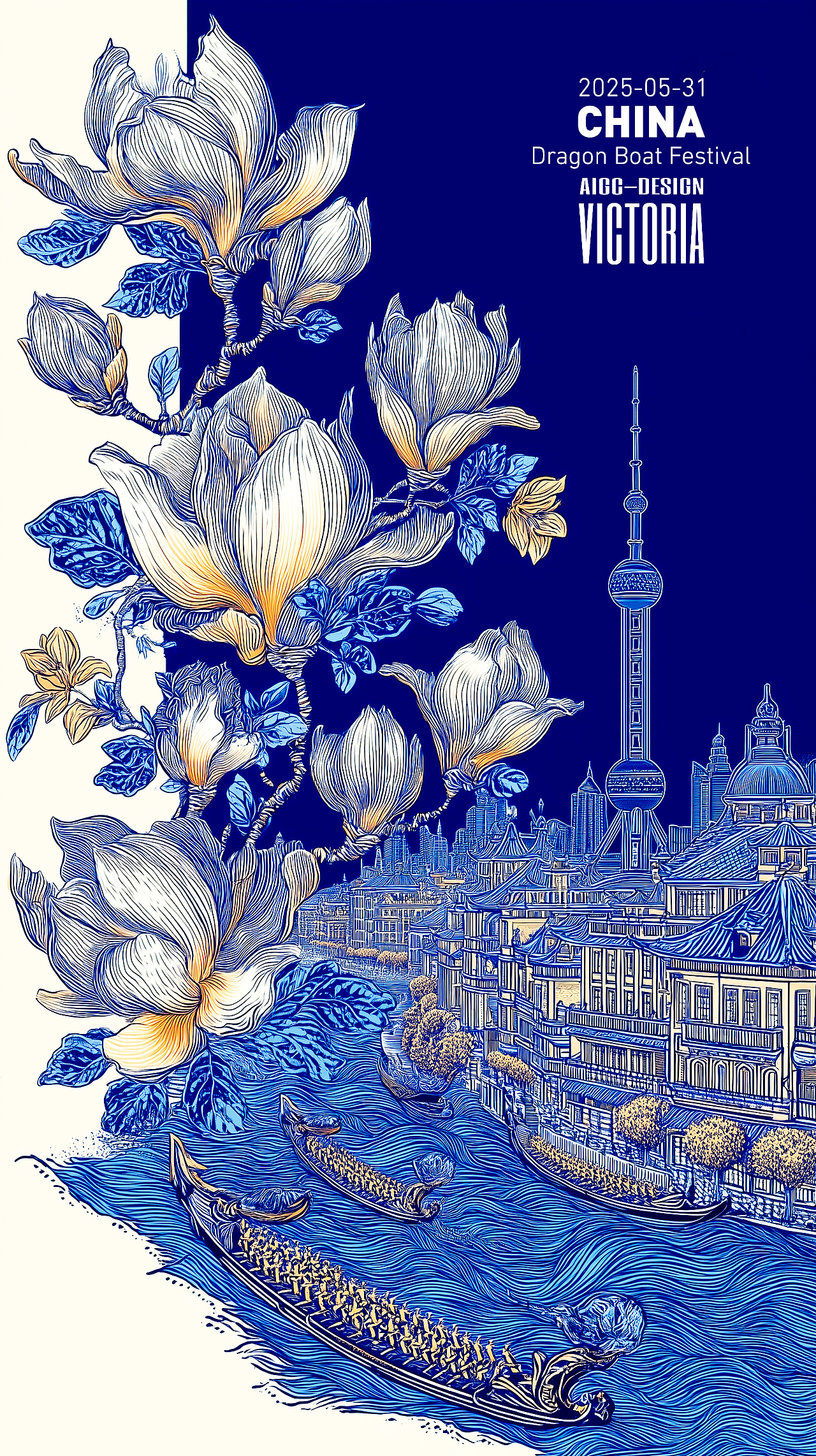 AIGC-《沪上龙舟-端午安康》