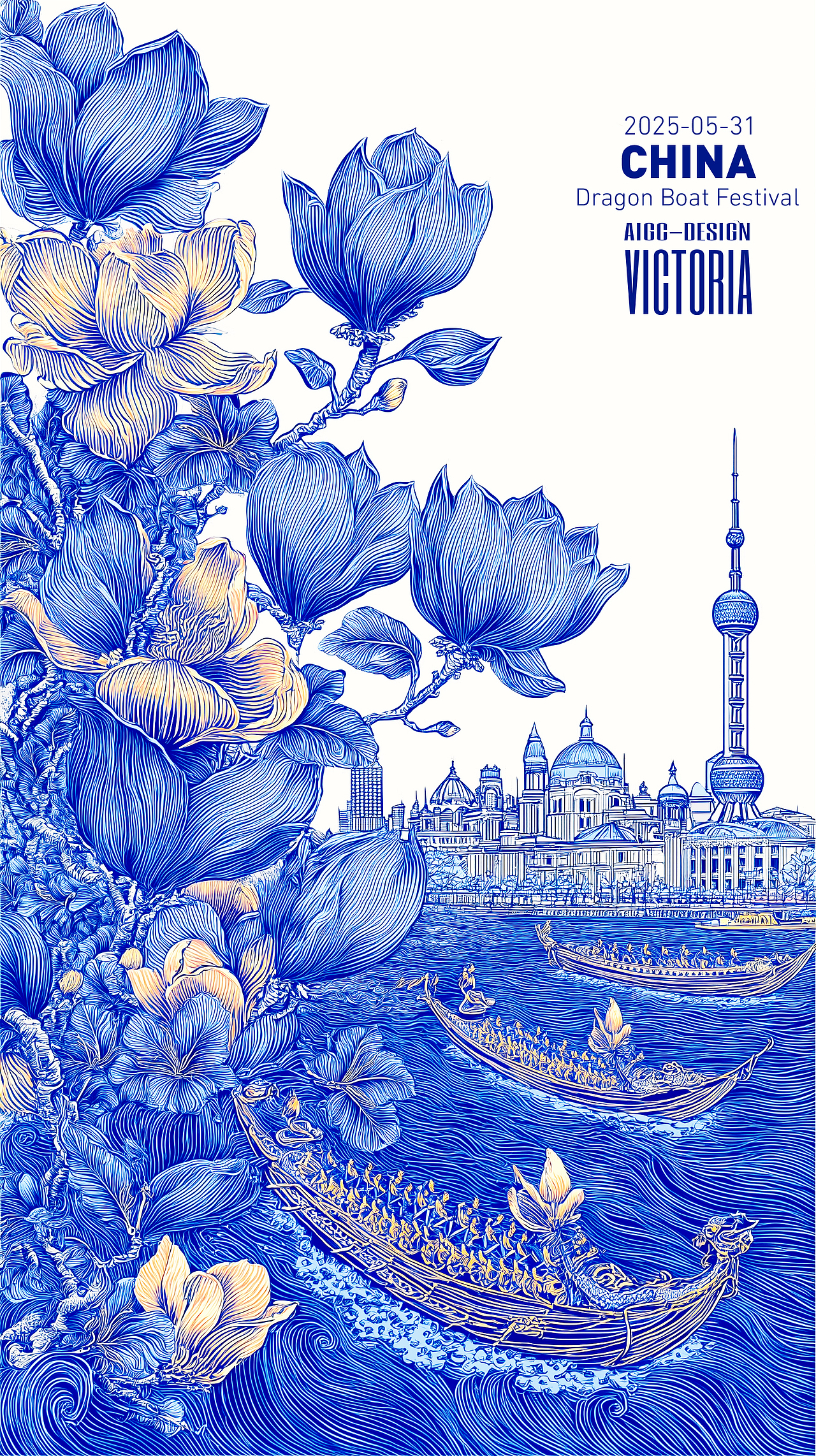 AIGC-《沪上龙舟-端午安康》（图ZMzkwNzc1MTY0） - AI作品 - 站酷设计师AIGCVictoria原创素材 - 站酷ZCOOL