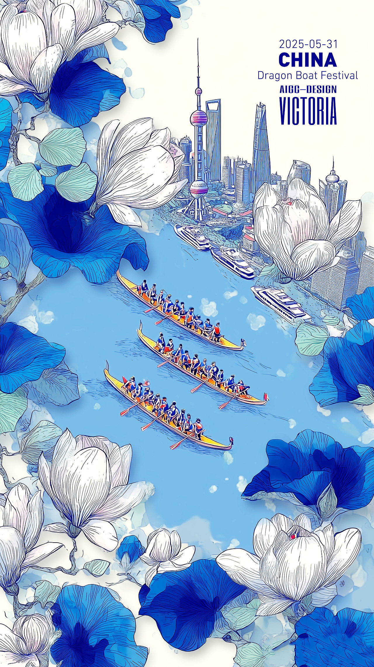 AIGC-《沪上龙舟-端午安康》（图ZMzkwNzc1MjA0） - AI作品 - 站酷设计师AIGCVictoria原创素材 - 站酷ZCOOL