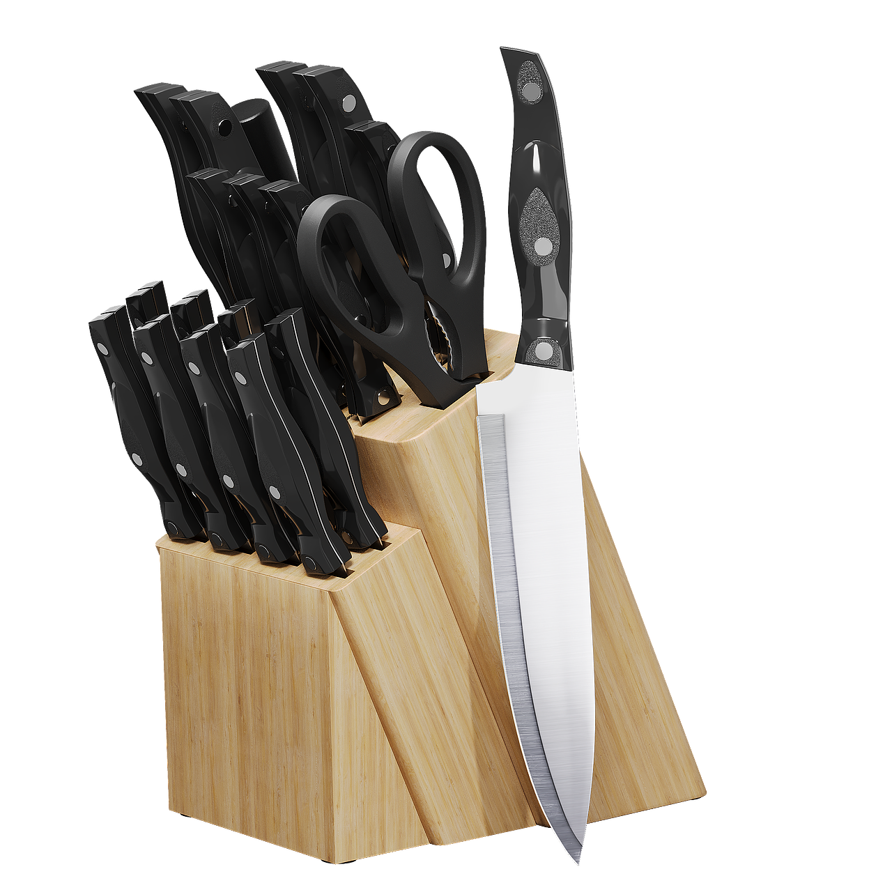 3dMax建模渲染_19件套带刀刀架