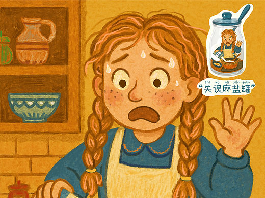 麻花辫女孩餐具系列-“失误麻”调味罐.