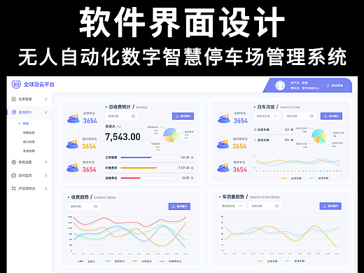 无人化自助自动化数字智慧停车场管理系统软件界面UI