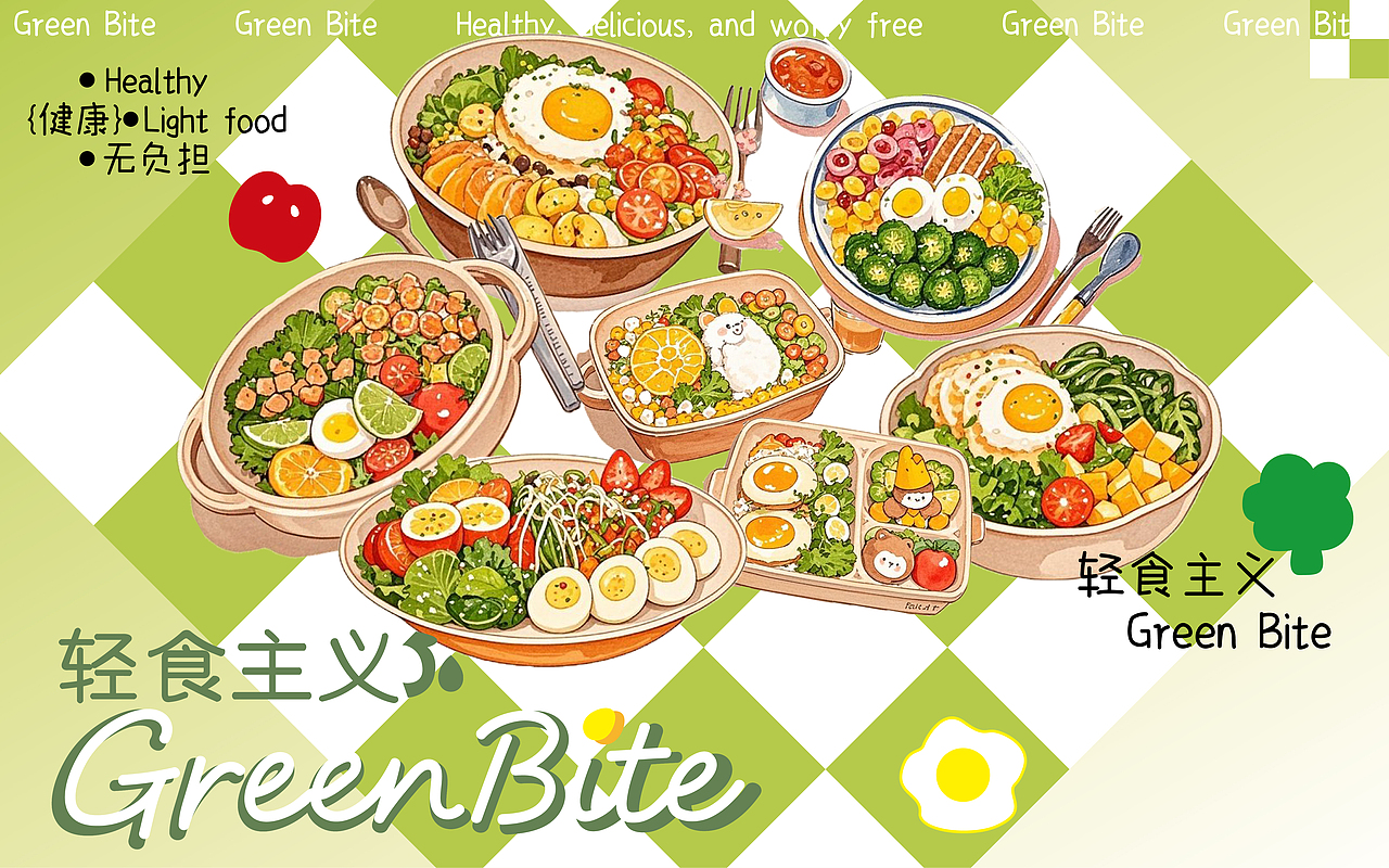 轻食主义·餐饮品牌设计（图ZMzkwNzk4NTYw） - 品牌 - 站酷设计师时岄原创素材 - 站酷ZCOOL