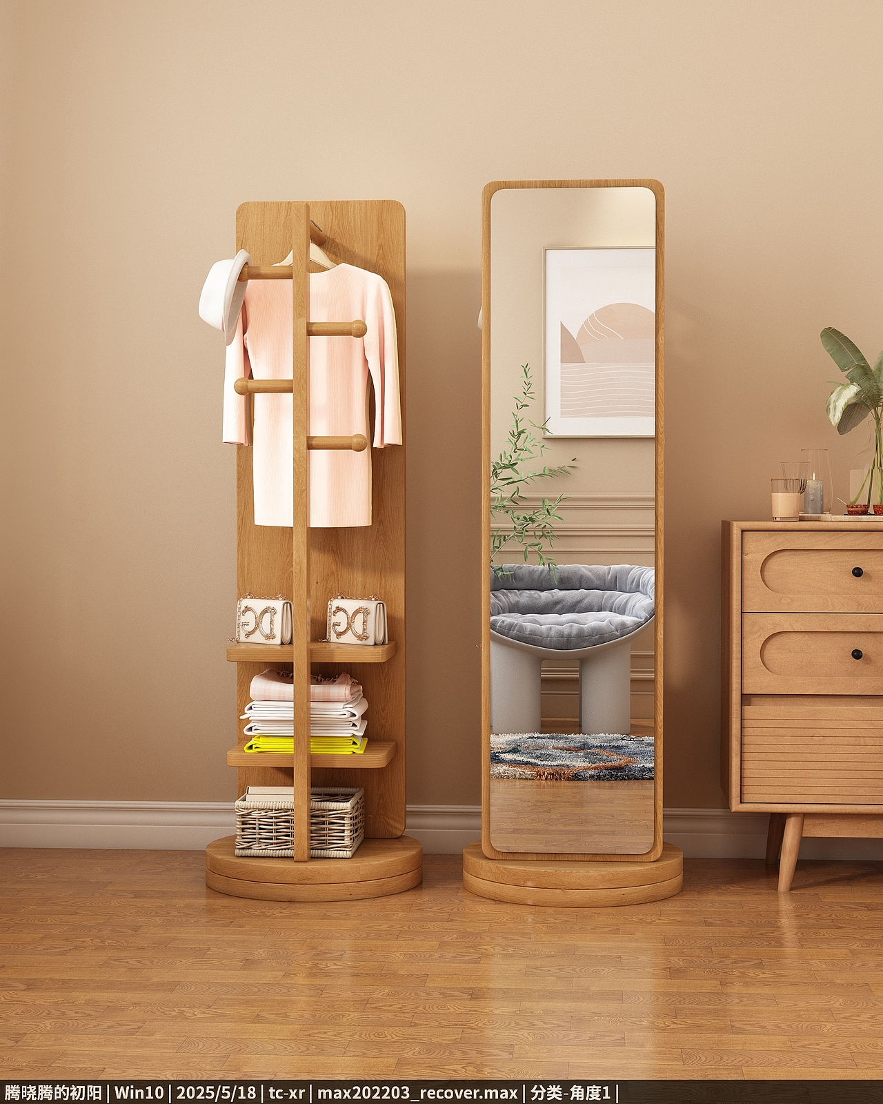 落地穿衣镜家用卧室旋转移动收纳穿衣镜