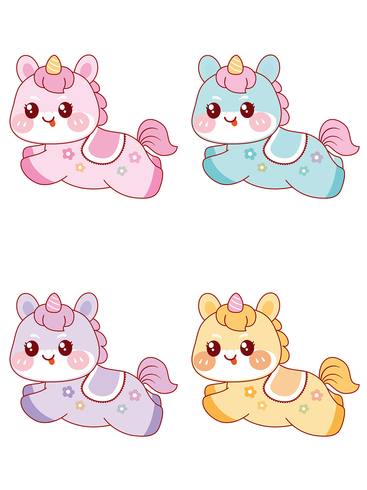 可爱的小马驹卡通可爱插画图片IP形象设计生肖吉祥物