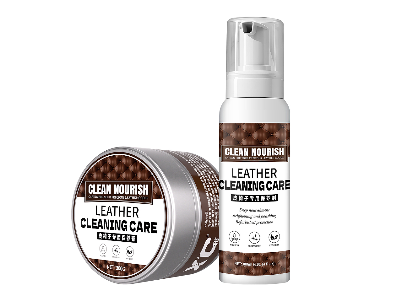 包装设计丨英文版-皮革-木制品清洁膏+养护剂-系列2