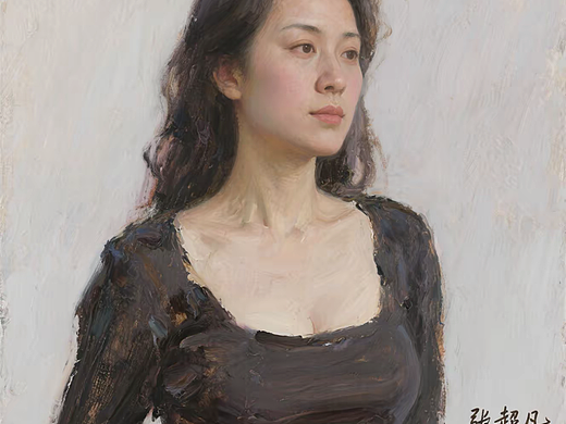 画家 张超凡  创作 肖像画油画作品《靓羽》