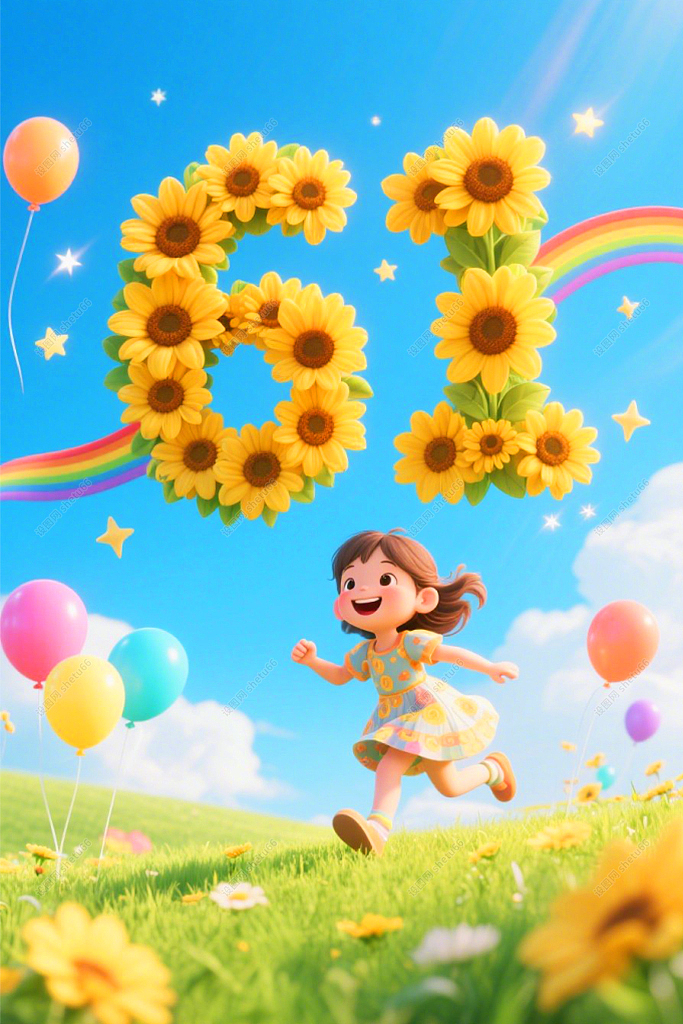 儿童节 | 61数字设计-儿童节海报背景素材-设图网