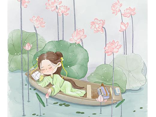舟中梦荷