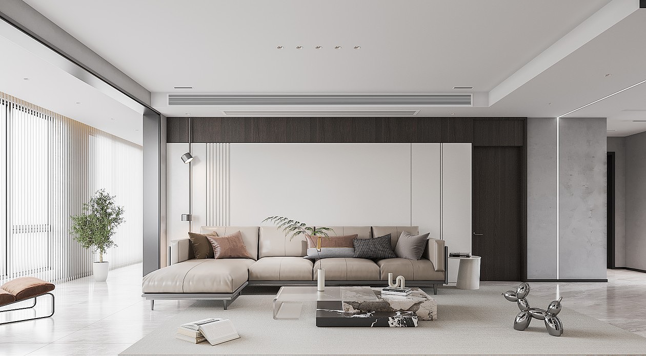 客厅现代简约效果图表现