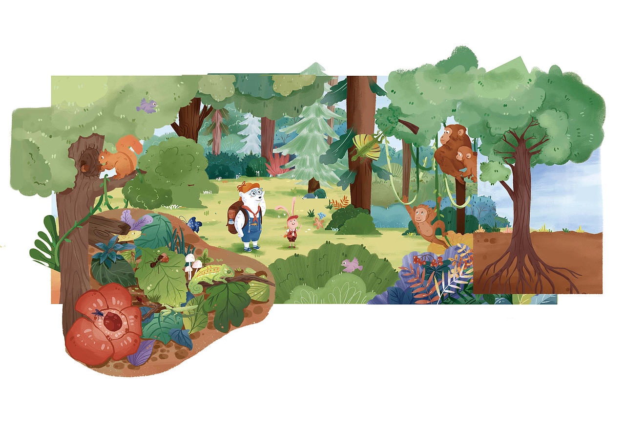 《大大熊與小小兔》森林奇遇圖書(shū)繪本插圖（圖ZMzkwODg2NjY4） - 繪本 - 站酷設(shè)計(jì)師張小粒粒Lit原創(chuàng)素材 - 站酷ZCOOL