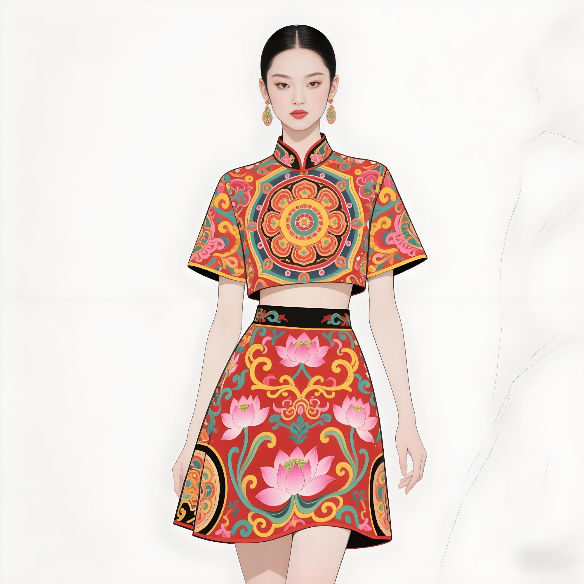 【敦煌藻井纹样高定礼服设计手稿】