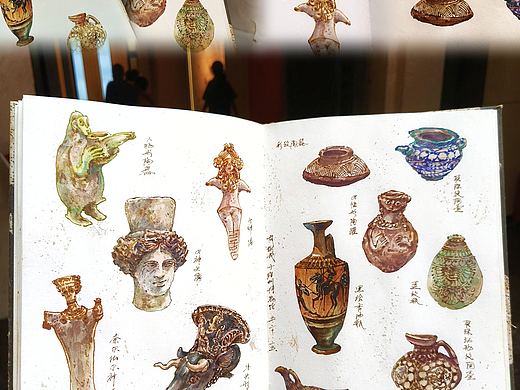 深圳博物馆抟泥化万物专题展现场手绘写生
