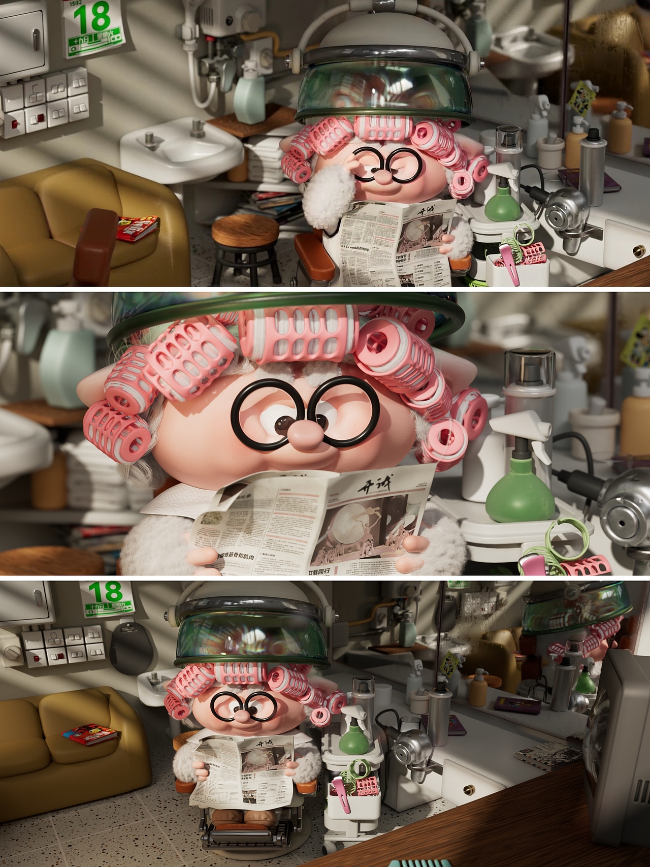 小小发廊回忆 | 烫发（图ZMzkwOTA4NDE2） - 人物/生物 - 站酷设计师yung123原创素材 - 站酷ZCOOL