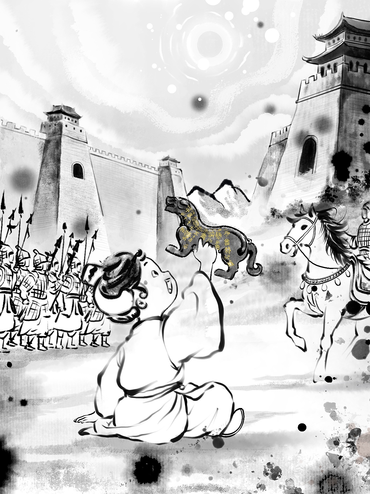 水墨文物插画——杜虎符