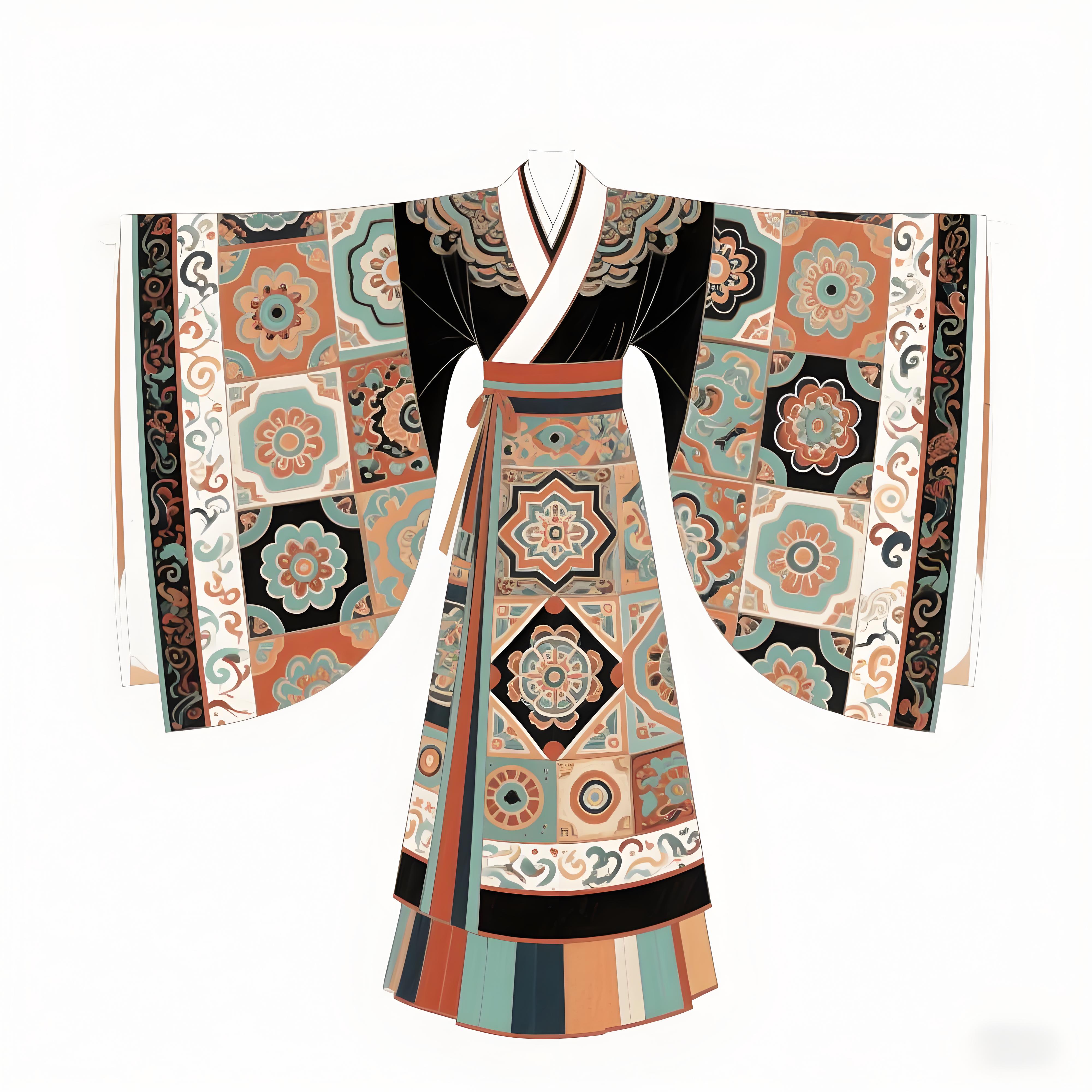 敦煌藻井纹样高定汉服礼服设计手稿