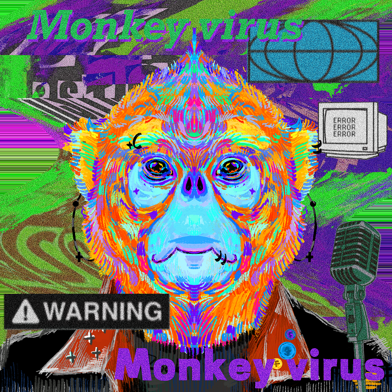 朋克感‼️➕➕🐒猴子疯狂病毒（图ZMzkwOTQ3ODYw） - 新锐潮流插画 - 站酷设计师泡泡河豚仔原创素材 - 站酷ZCOOL