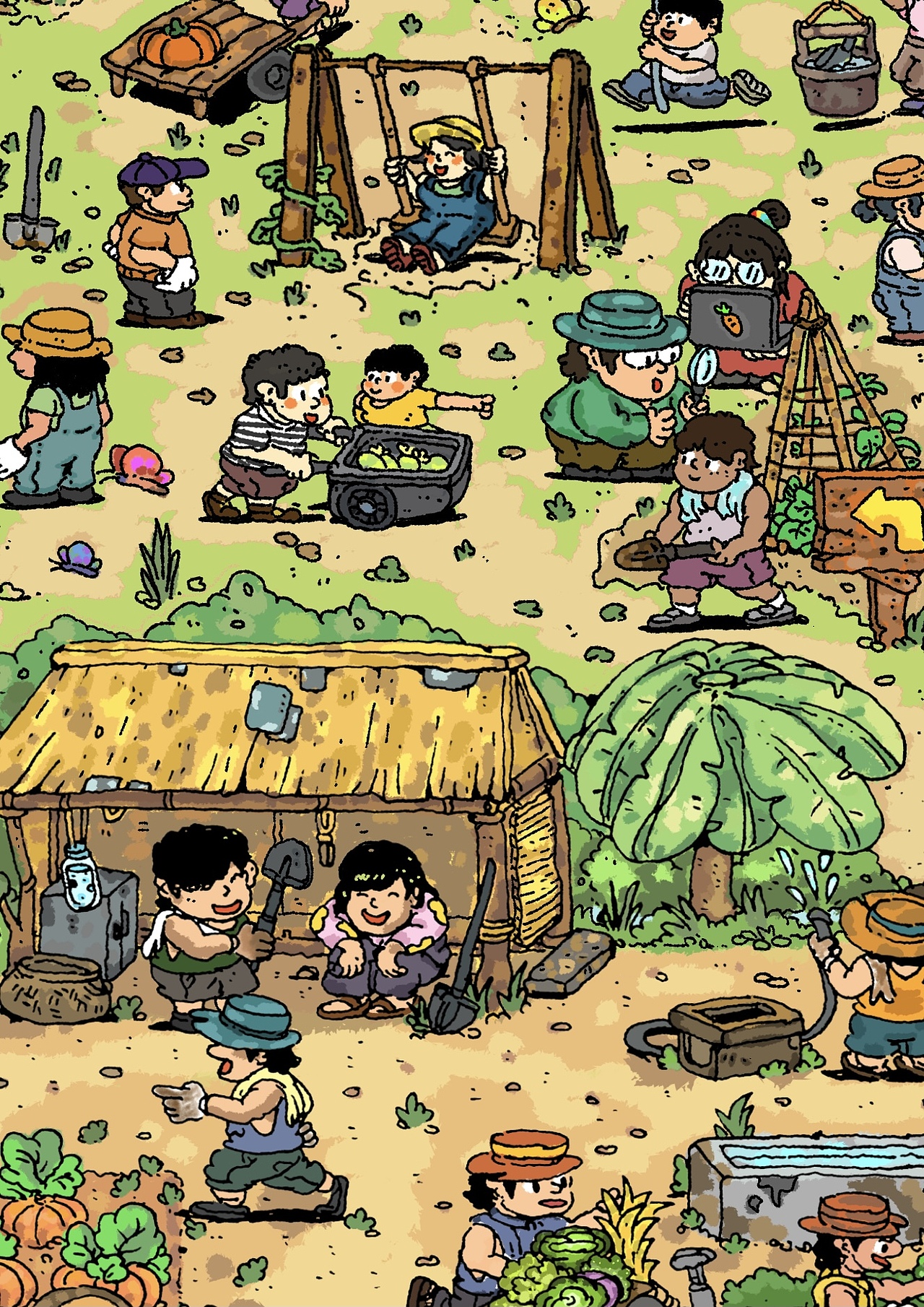 逛菜园-加强版（图ZMzkwOTg2MzY0） - 艺术插画 - 站酷设计师肥鱼仔FATFISHBOY原创素材 - 站酷ZCOOL