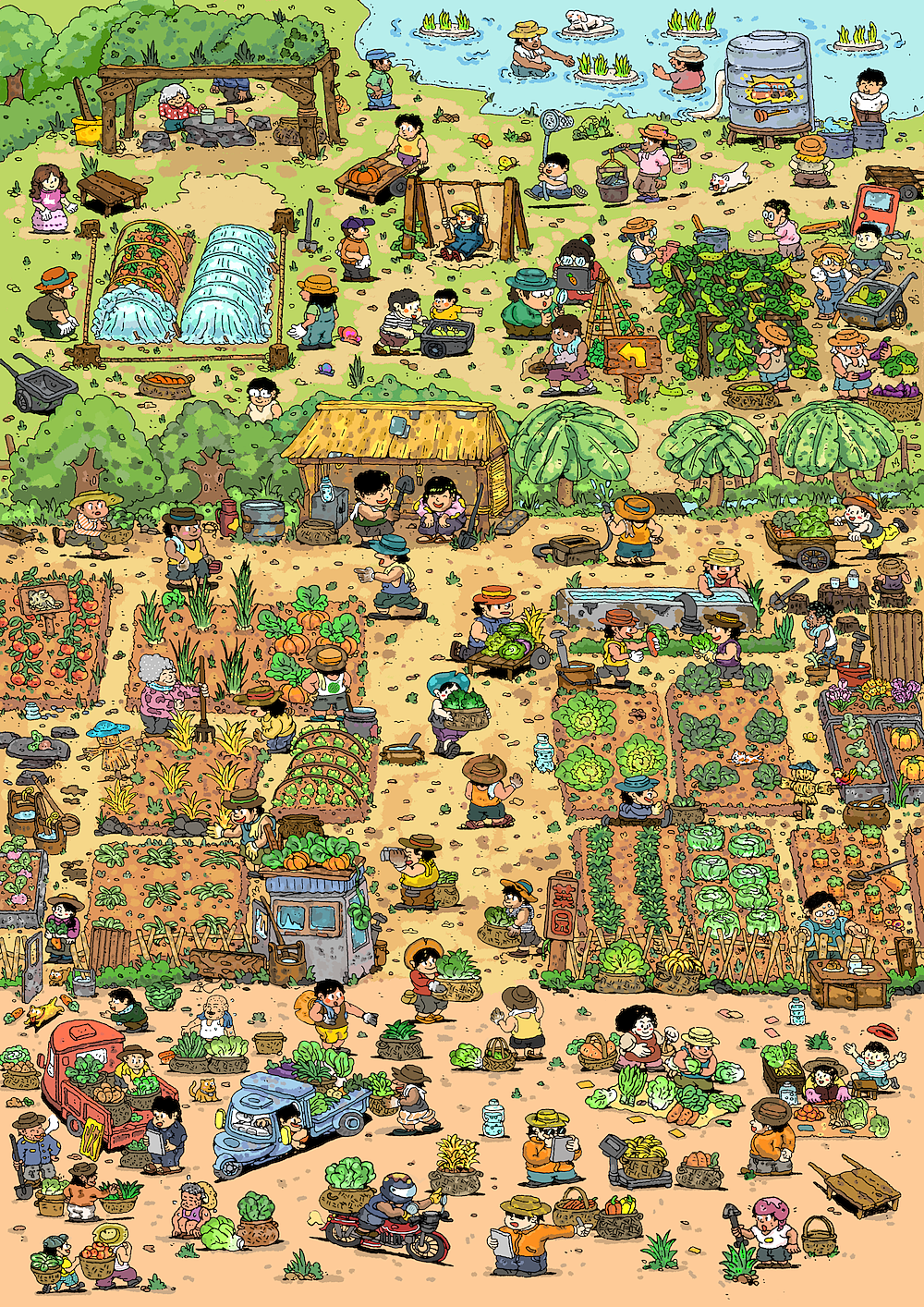 逛菜园-加强版（图ZMzkwOTg2MzQ0） - 艺术插画 - 站酷设计师肥鱼仔FATFISHBOY原创素材 - 站酷ZCOOL