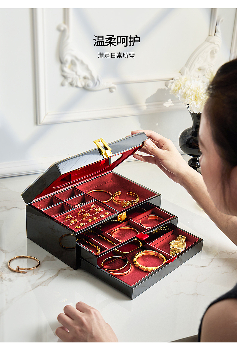 首饰盒拍摄 黄金收纳盒场景图摄影 收纳盒