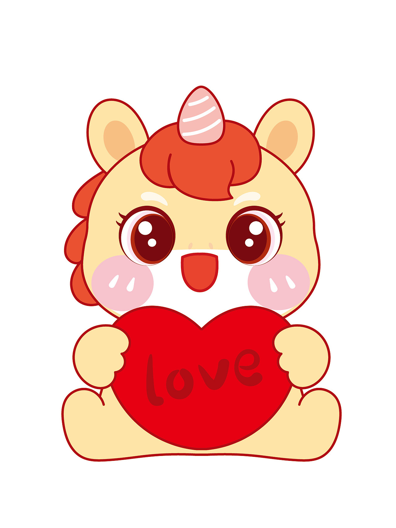 卡通可爱插画图片设计马年生肖IP吉祥物插画