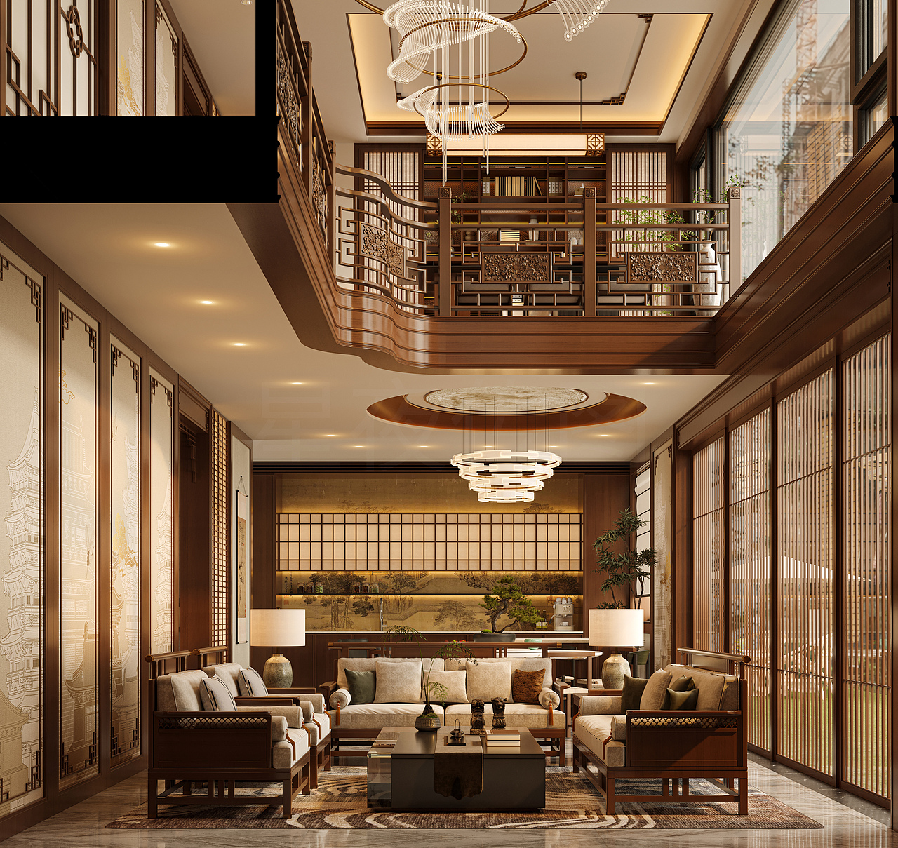 中式 家装效果图（图ZMzkxMDM1NTg4） - 家装设计 - 站酷设计师Z566118354原创素材 - 站酷ZCOOL