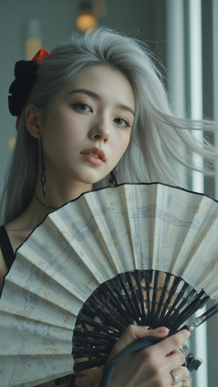 【AI服饰搭配】：传统折扇与现代服饰的融合之美