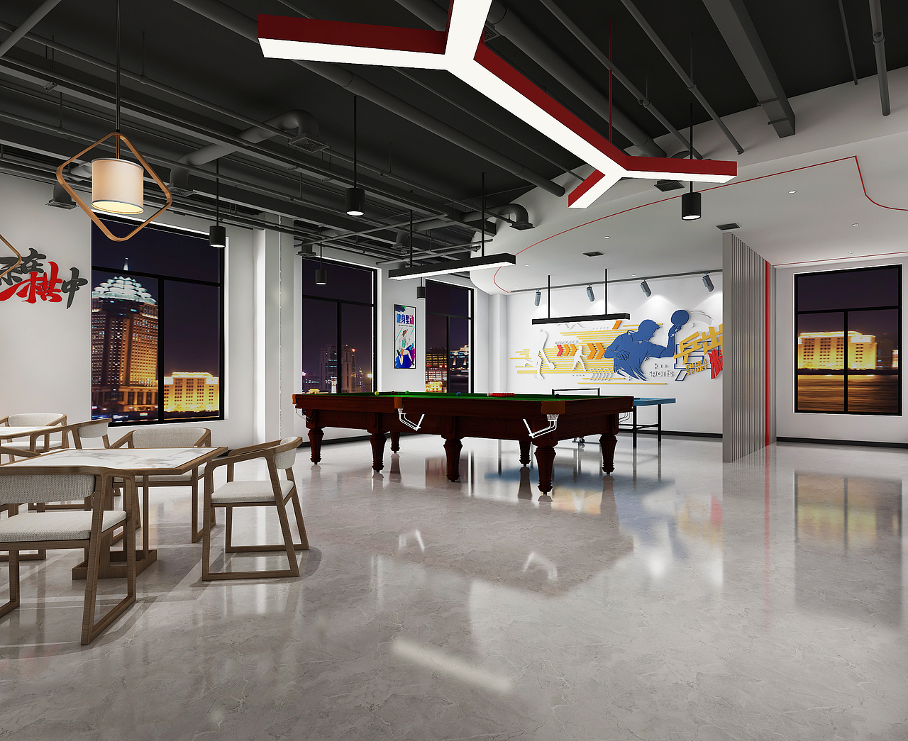 活动中心夜景效果