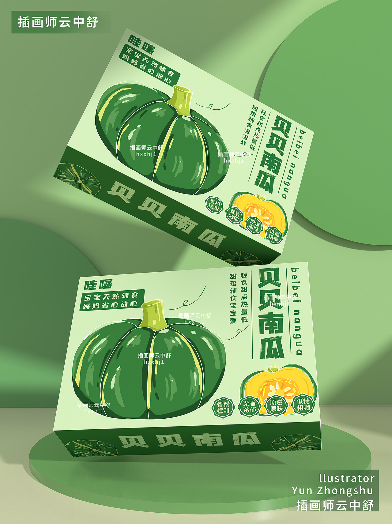 贝贝南瓜包装设计/农产品包装设计/南瓜插画