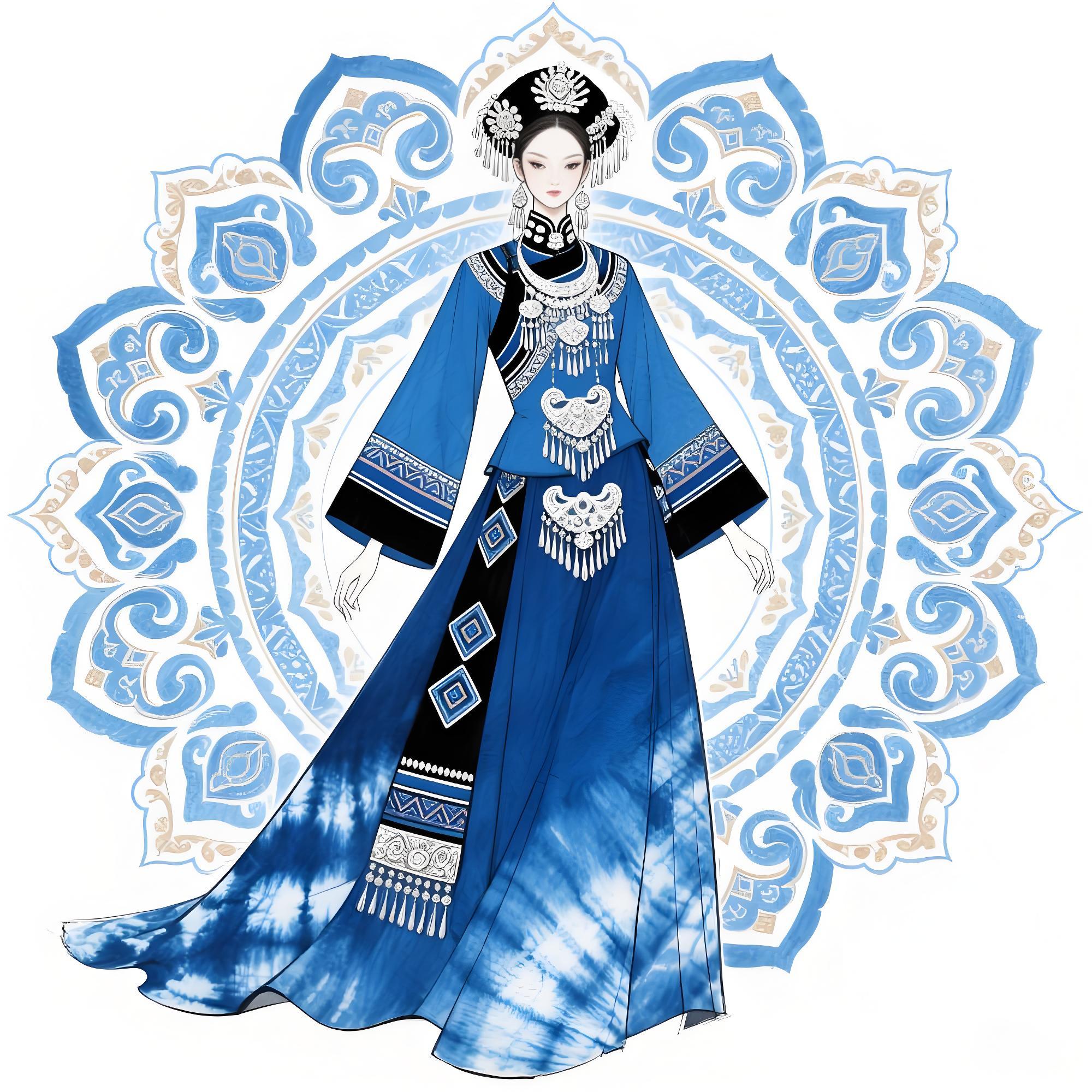 千年蓝韵：高定苗族扎染礼服中的敦煌丝路叙事