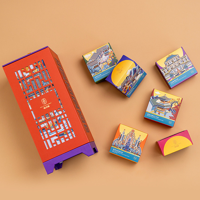 月满中秋·旺顺阁圆明园中秋礼盒插画