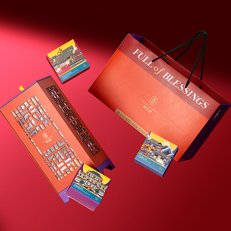 月满中秋·旺顺阁圆明园中秋礼盒插画